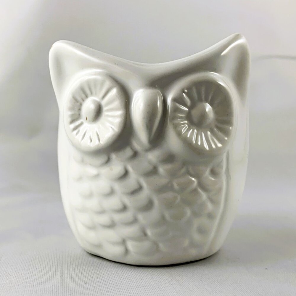 Vintage Owl Candle Holder Planter, Ceramic Antique Vase, Small Decorative Pot